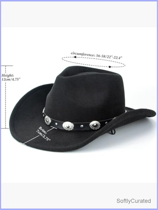 Wide Brim Felt Fedora Hat with Detachable Belt Buckle main image 7